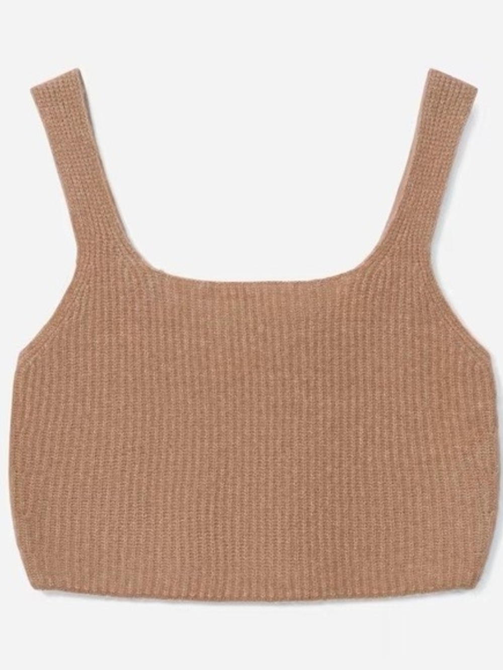 NWT Everlane The Cozy-Stretch Wool Blend Square-Neck Crop Tank in Camel XXS